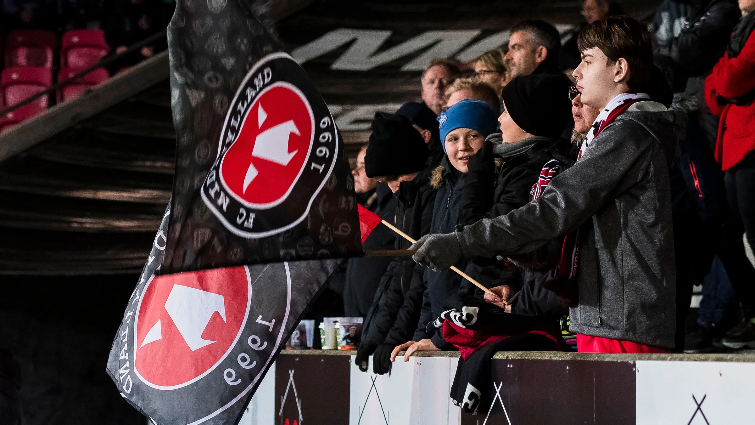 Suasana tribun MCH Arena saat pertandingan FC Midtjylland menjamu Randers FC di ajang 3F Superliga.